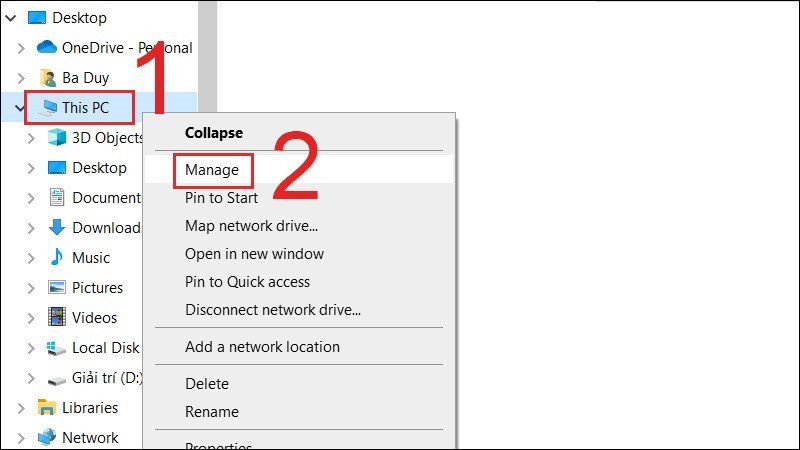 Mở Computer Management để kiểm tra cấu hình ổ cứng laptop