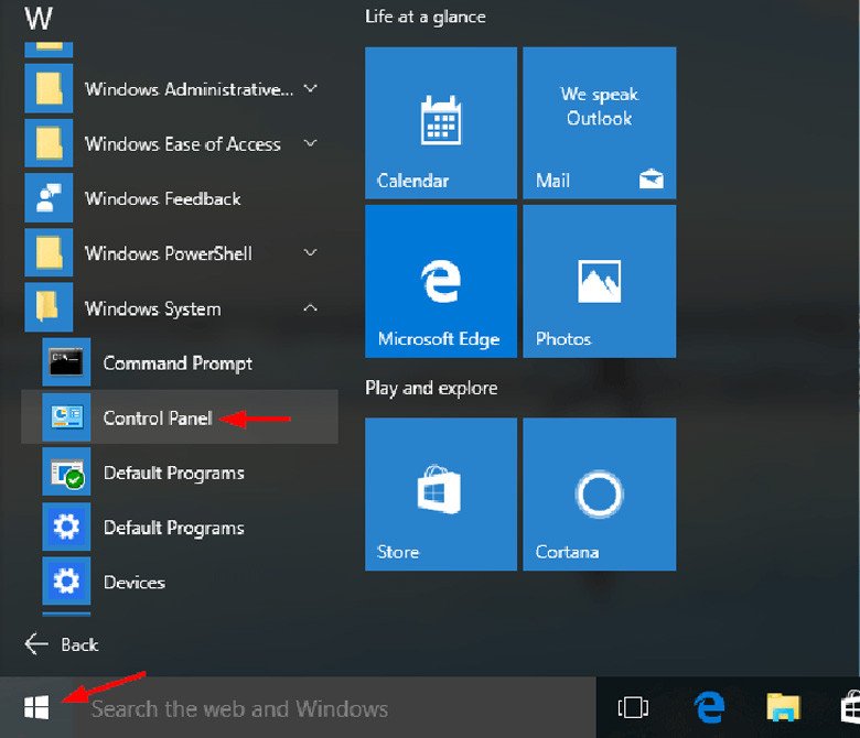 Mở Control Panel để kiểm tra lỗi bàn phím laptop