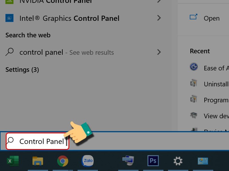 Mở Control Panel để tắt bàn phím ảo