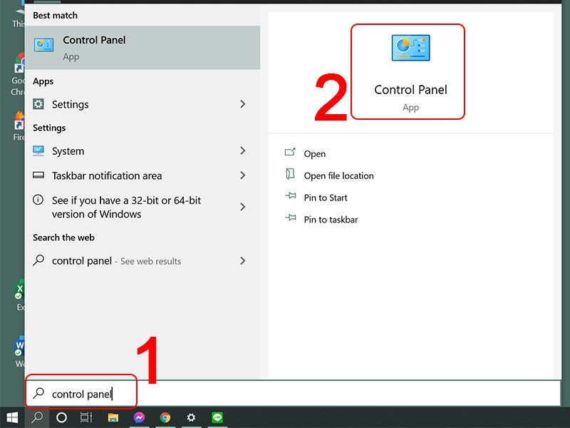 Mở Control Panel để truy cập các tùy chọn hệ thống