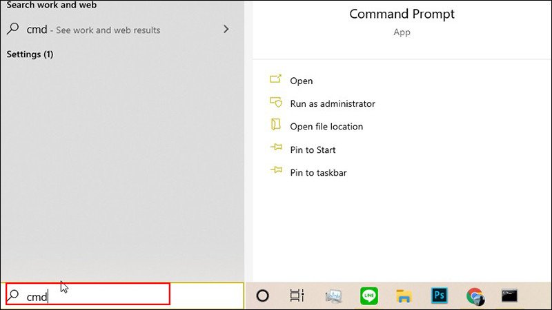Mở cửa sổ Command Prompt (CMD) trên Windows để thực hiện kiểm tra bảo hành laptop Acer