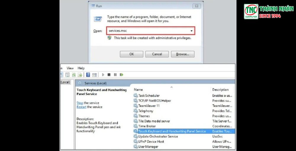 Mở cửa sổ Run để chỉnh dịch vụ