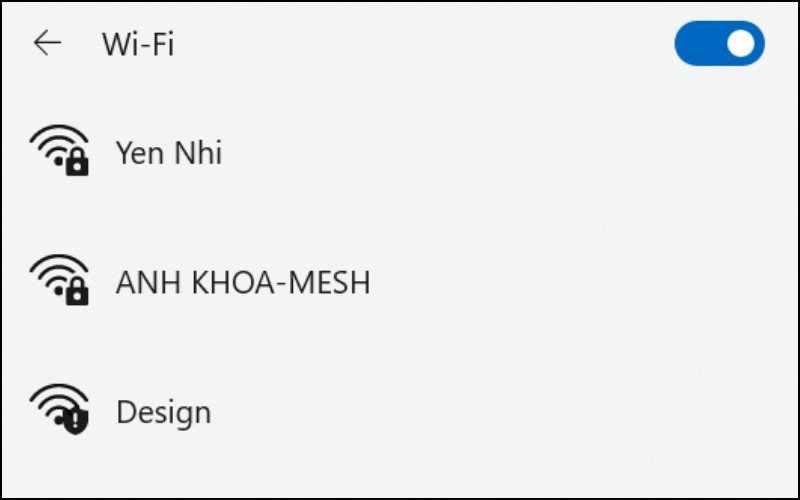 Mở danh sách mạng wifi trên laptop để kết nối iPhone