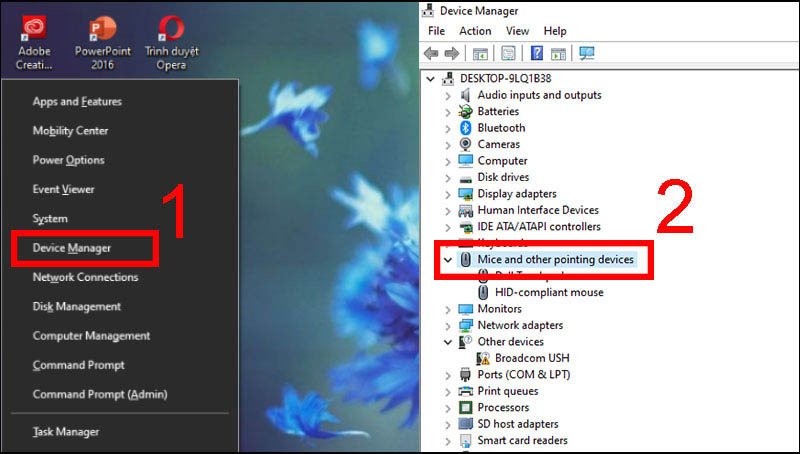 Mở Device Manager để cập nhật driver khắc phục lỗi touchpad laptop không click được