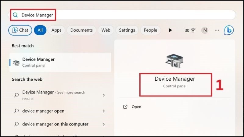 Mở Device Manager để quản lý driver âm thanh trên laptop Win 11