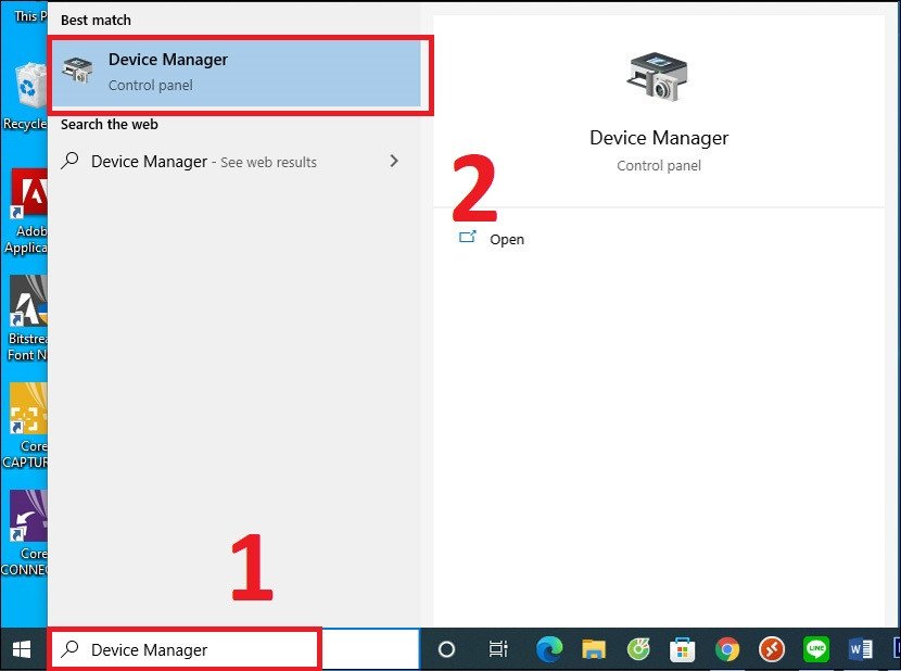 Mở Device Manager để quản lý và cập nhật driver thiết bị âm thanh