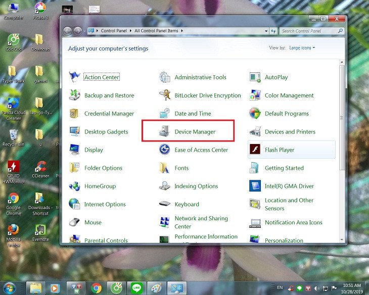 Mở Device Manager qua Control Panel để quản lý trình điều khiển âm thanh