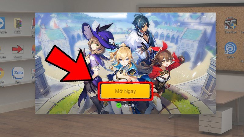 Mở Genshin Impact Launcher sau khi cài đặt