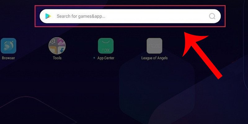 Mở giao diện NoxPlayer và chọn mục tìm kiếm để tìm game Liên Quân