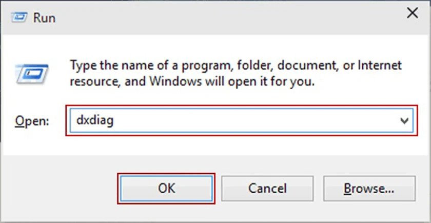 Mở hộp thoại Run bằng Windows + R để kiểm tra thông tin card màn hình laptop