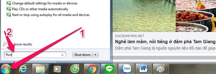 Mở hộp thoại Run để bắt đầu xóa file tạm trên laptop.