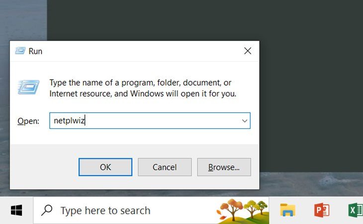 Mở hộp thoại Run, nhập netplwiz và nhấn OK để truy cập công cụ quản lý tài khoản