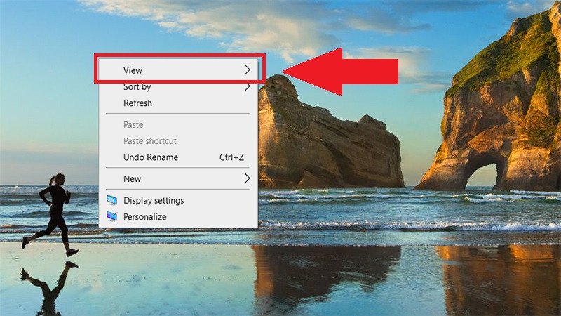 Mở menu View để tùy chỉnh kích thước icon