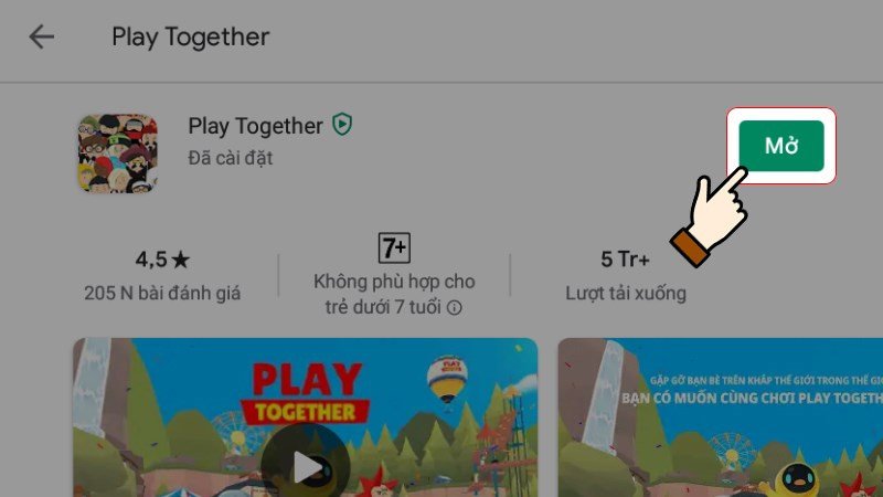 Mở Play Together sau khi cài đặt trên laptop