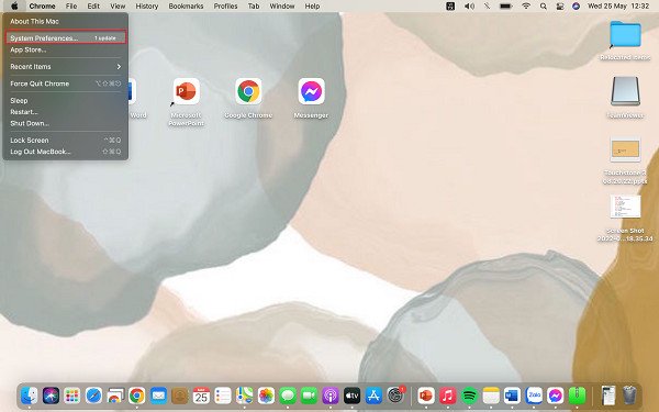 Mở System Preferences trên MacBook