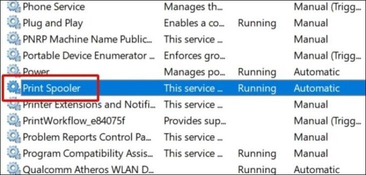 Mở thuộc tính của Print Spooler để điều chỉnh dịch vụ