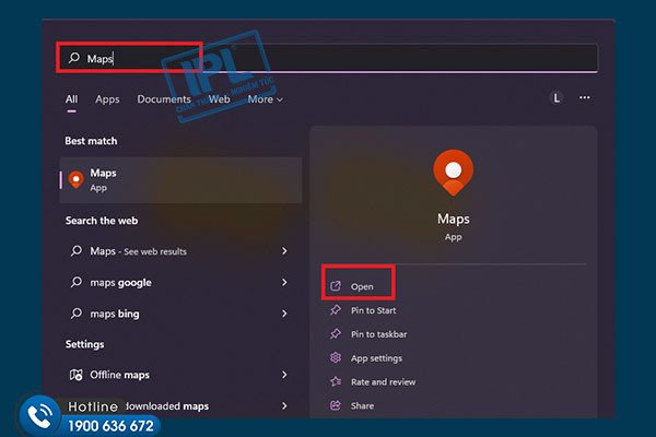 Mở ứng dụng Bản đồ trên Windows 11