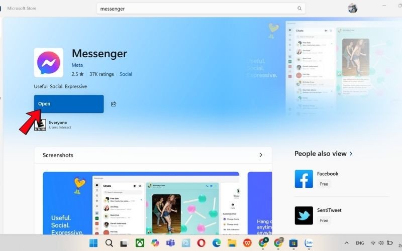 Mở ứng dụng Messenger sau khi tải về
