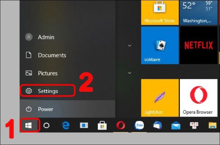 Mở ứng dụng Settings để tìm tùy chọn xoay màn hình laptop