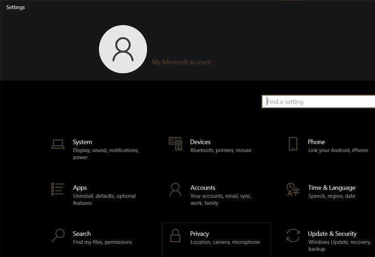 Mở ứng dụng Settings qua tổ hợp phím Windows + I để đổi mật khẩu laptop