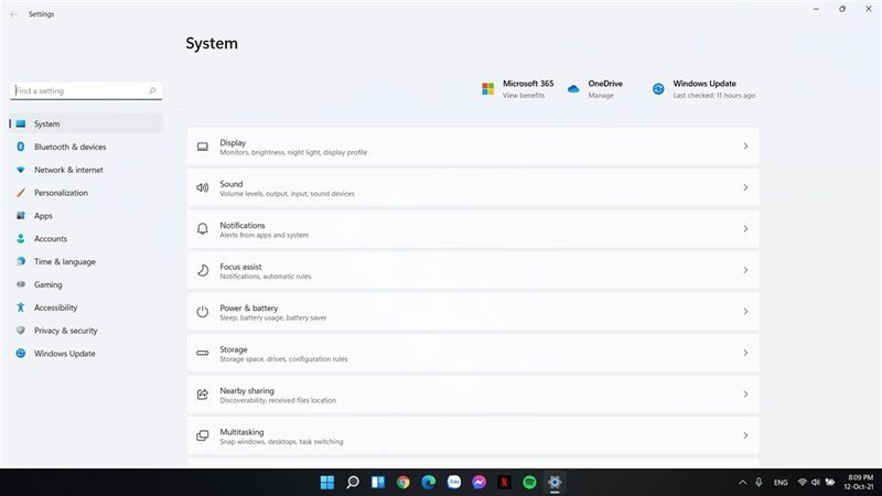 Mở ứng dụng Settings trên Windows 11 để tắt chuột cảm ứng Dell