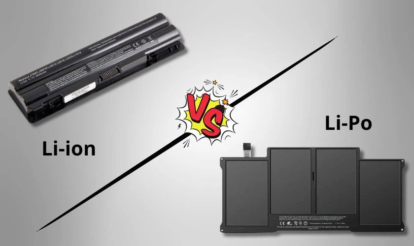 Một viên pin laptop Li-ion hoặc Li-Po, minh họa các loại pin phổ biến hiện nay