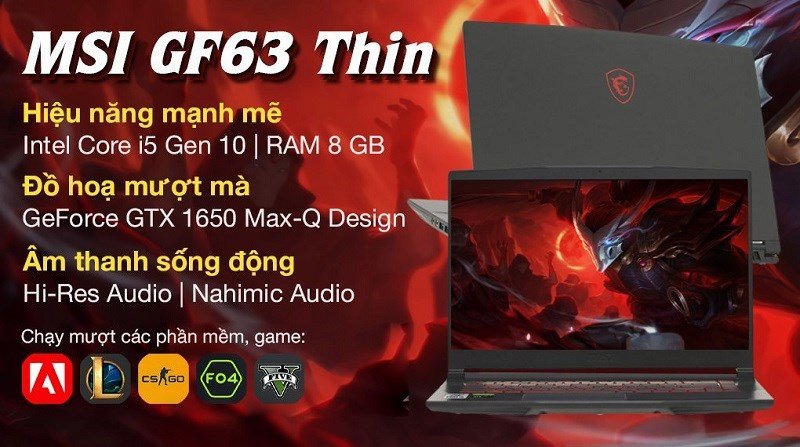 MSI GF63 Thin 10SC i5 laptop gaming giá tốt