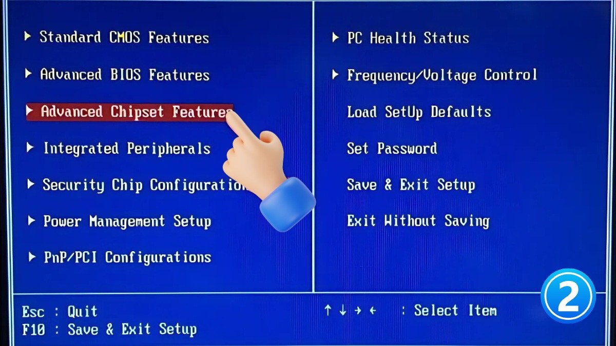 Mục Advanced Chipset Features trong BIOS để cấu hình card màn hình