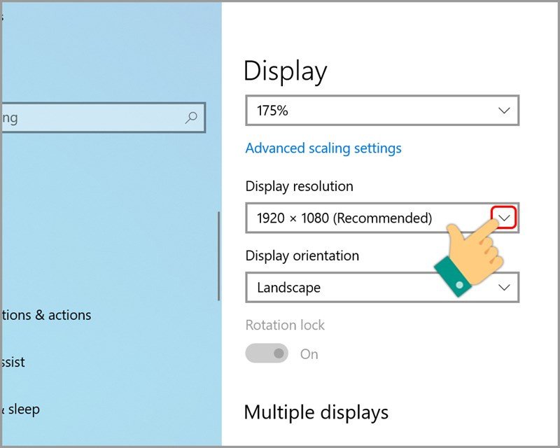 Mục Display Resolution cho phép lựa chọn độ phân giải màn hình phù hợp