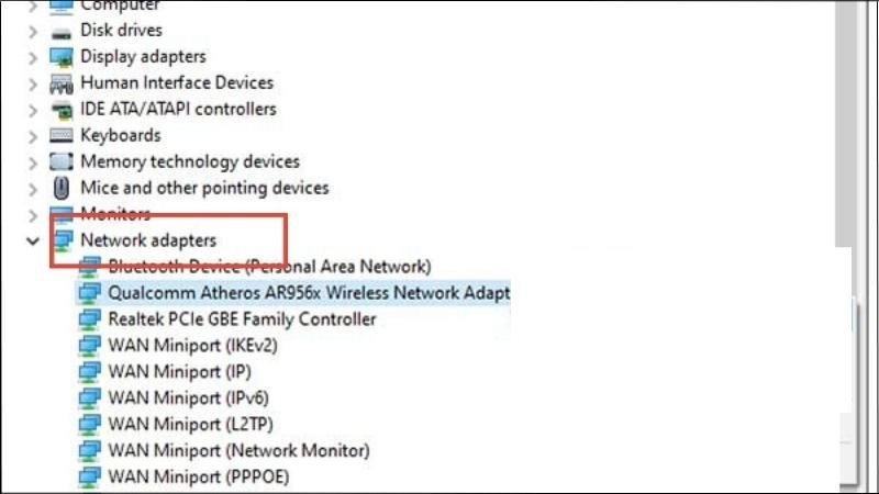 Mục Network adapters trong Device Manager