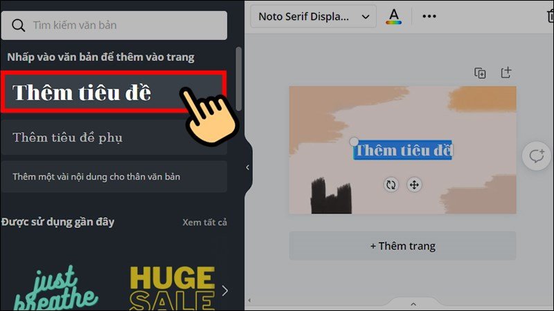 Mục văn bản trong Canva giúp thêm chữ vào thiết kế hình nền laptop