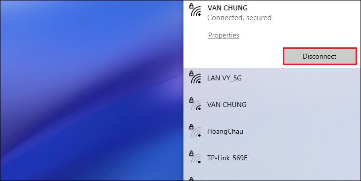 Ngắt kết nối mạng WiFi trên laptop HP Windows 7