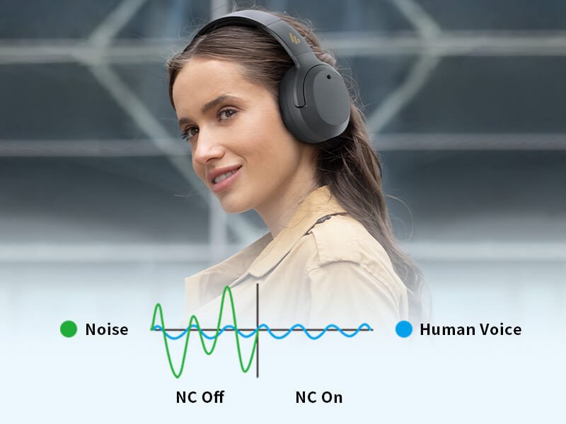 Người đàn ông thực hiện cuộc gọi điện thoại rõ ràng với tai nghe Edifier W820NB, nhờ công nghệ khử ồn đàm thoại.