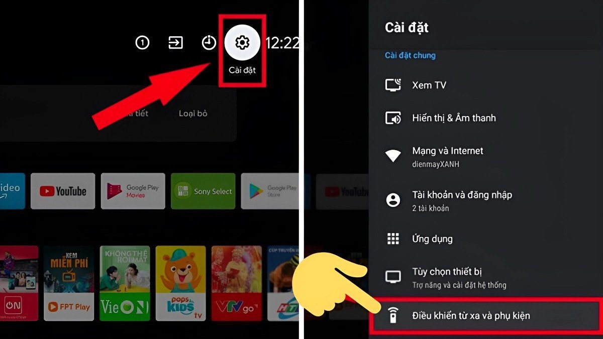 Người dùng đang cài đặt Bluetooth trên tivi để kết nối máy tính