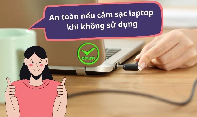 Người dùng đang cắm sạc laptop và làm việc, minh họa cho việc sử dụng laptop khi đang sạc