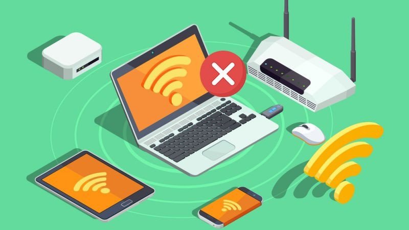 Người dùng đang kiểm tra tín hiệu WiFi trên laptop bị lỗi