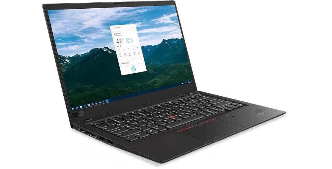 Người dùng điều khiển laptop Lenovo X1 Carbon Gen 6 bằng giọng nói thông qua trợ lý ảo Alexa.