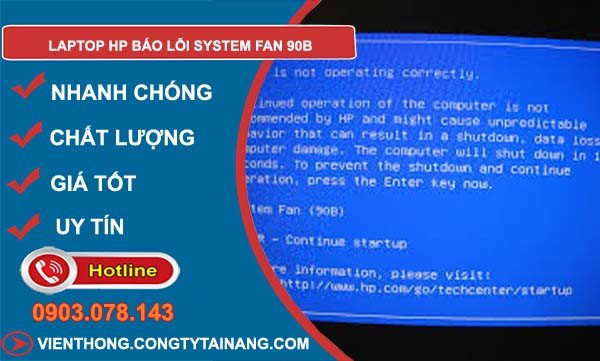 Người dùng laptop HP đang kiểm tra lỗi quạt tản nhiệt hệ thống 90b trên màn hình