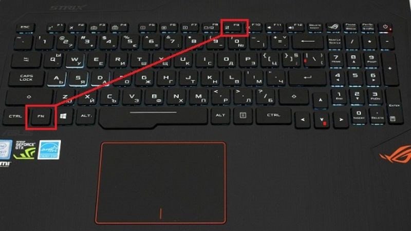 Người dùng nhấn tổ hợp phím Fn và F9 để tắt chuột cảm ứng trên laptop Asus