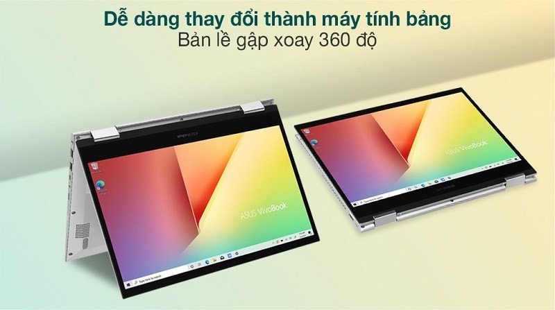 Người dùng thao tác trên laptop Asus VivoBook màn hình cảm ứng ở chế độ máy tính bảng