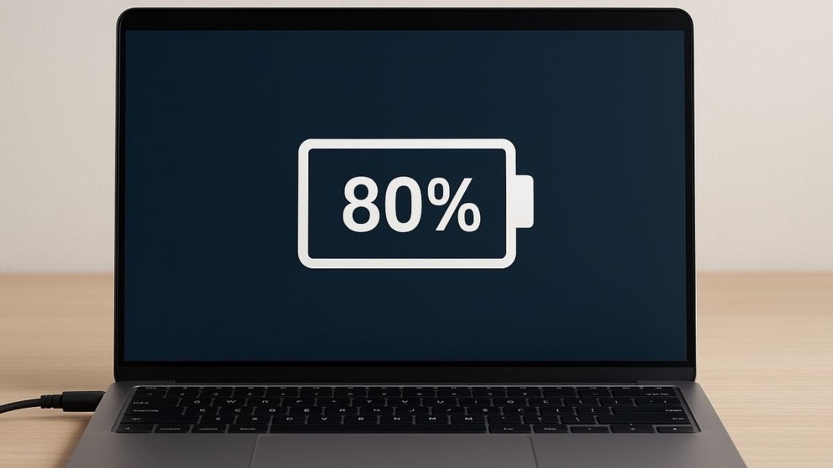 Người dùng theo dõi phần trăm pin trên thanh tác vụ Windows, chuẩn bị rút sạc thủ công cho laptop HP