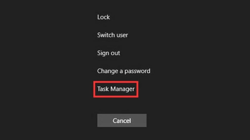Người dùng thực hiện nhấn tổ hợp phím CTRL ALT DEL để mở Task Manager khắc phục laptop bị lag màn hình