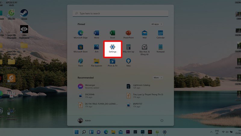 Người dùng truy cập cài đặt để đặt mật khẩu cho laptop Win 11