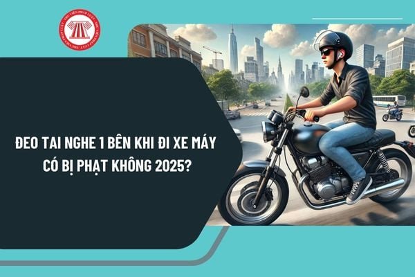 Người lái xe máy đeo tai nghe 1 bên trên đường, hành vi có thể bị phạt theo luật giao thông