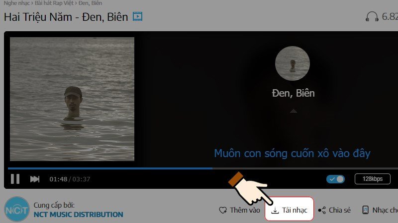 Nhấn chọn Tải nhạc để bắt đầu quá trình lưu bài hát