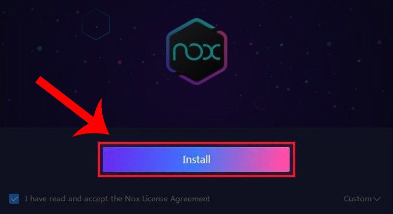Nhấn Install để cài đặt NoxPlayer, hỗ trợ chơi Liên Quân trên laptop