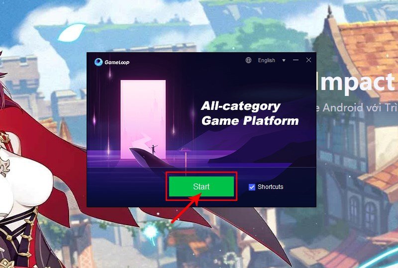 Nhấn Start để mở giả lập GameLoop