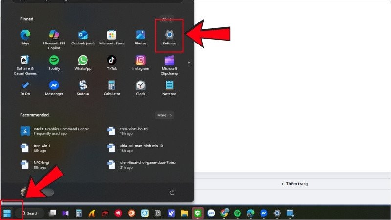 Nhấn vào biểu tượng Windows