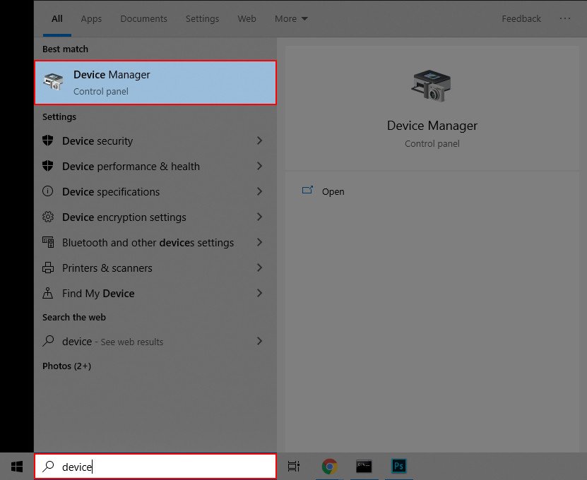 Nhấn Windows > Device Manager