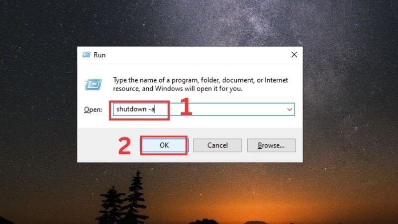 Nhập câu lệnh để hủy hẹn giờ tắt laptop Win 11